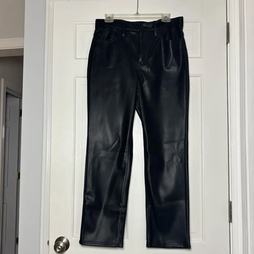 J. Crew Black Faux Leather-Style Pants Women’s 30 Retro Goth Biker